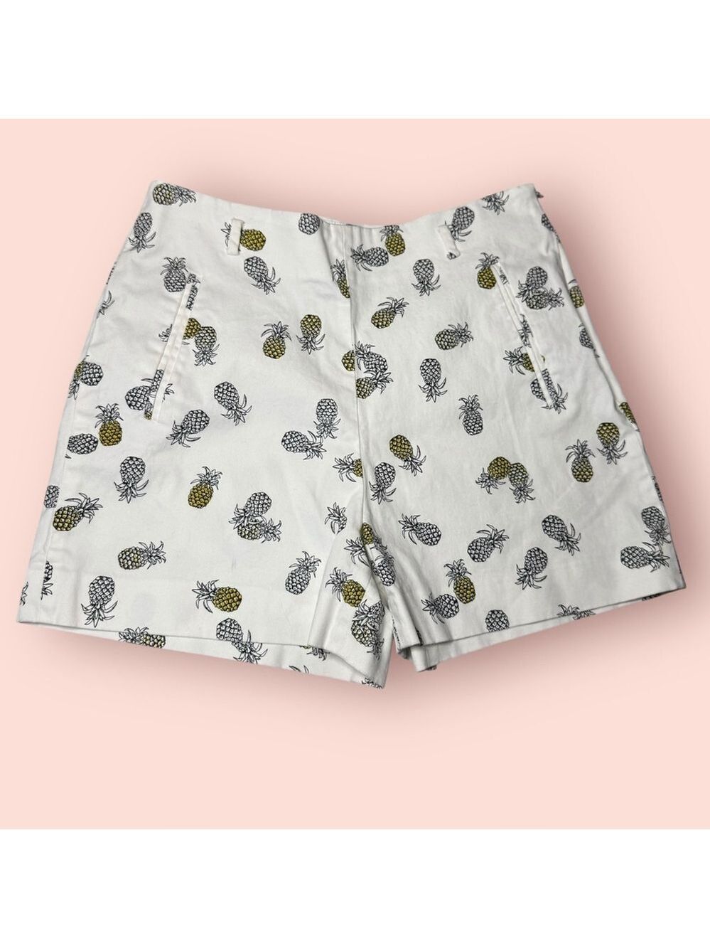 Zara Basic Collection Pineapple Print White Shorts Tropical Size S women’s